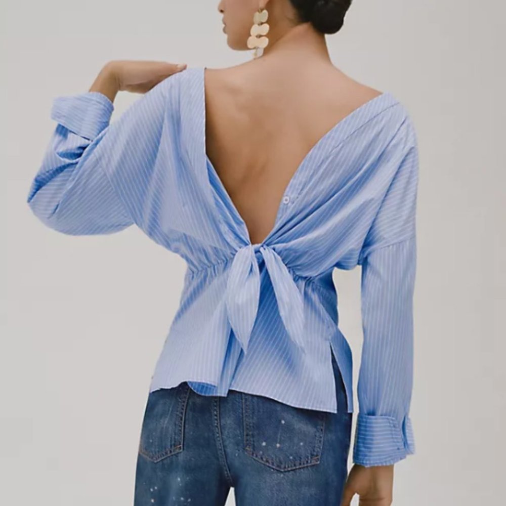 Harshman for Anthropologie Blue Motif Button-Back